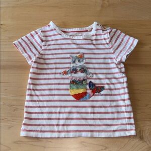 Mini Boden Short Sleeve Shirt with embroidered Mermaid Cat (Mercat) size 2-3